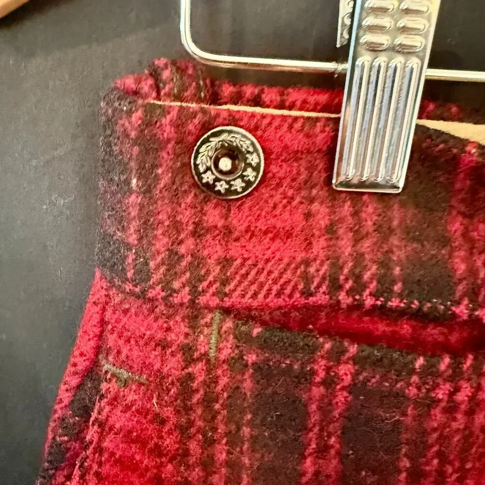 VTG 40/50s Woolrich Wool Hunting Pants Red Plaid Mackinaw Knickers Laced‎ 32x27